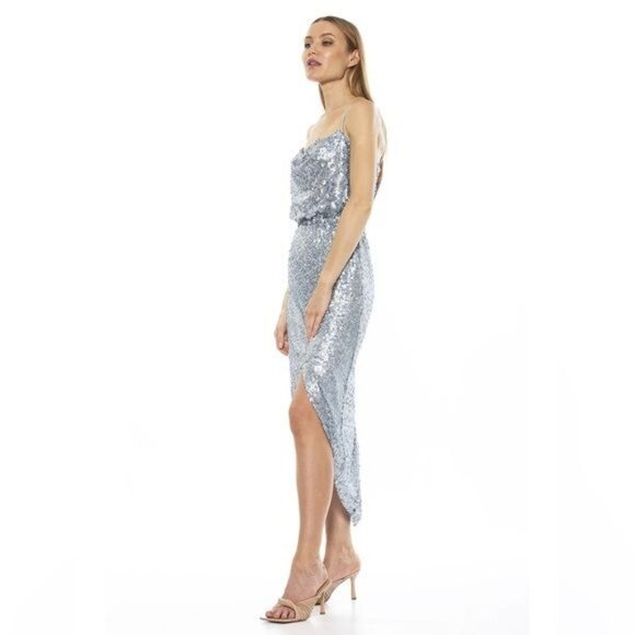 New ALEXIA ADMOR Hailey Sequin High-Low Dress in Halogen blue Size 6 - Picture 8 of 8